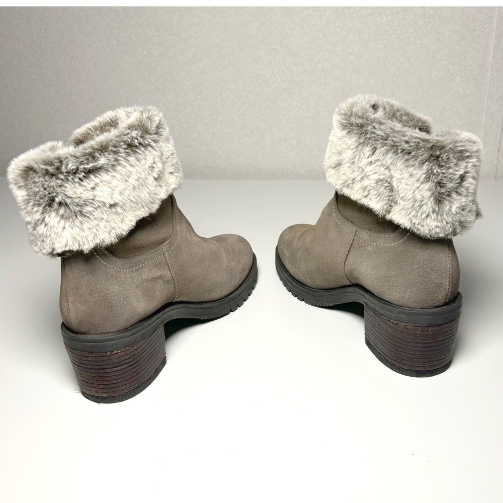 Vintage foundry women's Jeanette leather suede boots olive faux fur lined size 9 - Picture 4 of 10